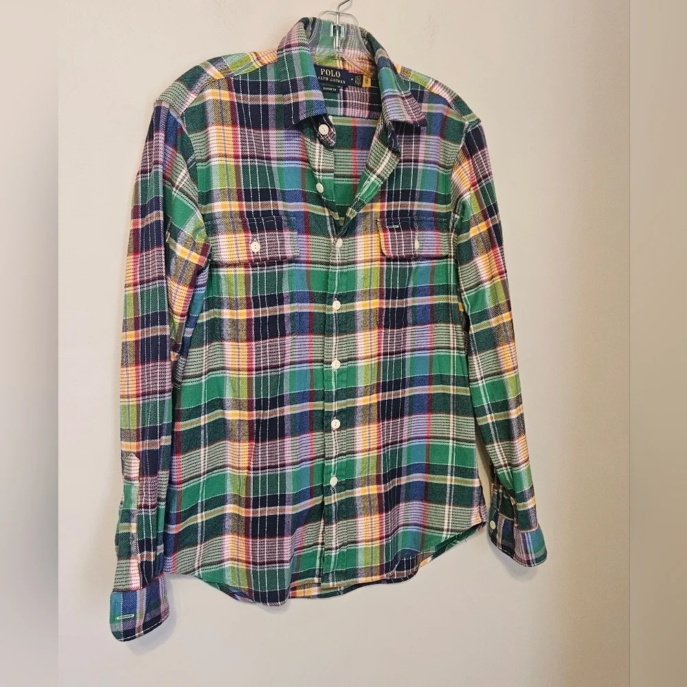 Polo Ralph Lauren Men's Classic Fit Flannel PlaidWorkshirt Heavy Cotton Medium